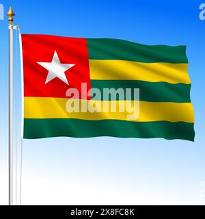 Togo offizielle Nationalflagge, afrikanisches Land, Vektor-Illustration Stock Vektor