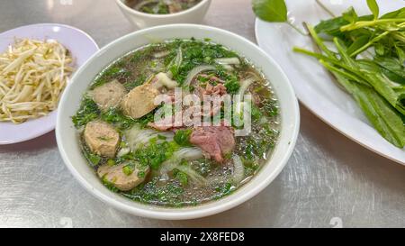 Nahaufnahme von Pho köstlichem vietnamesischem traditionellem Essen Stockfoto
