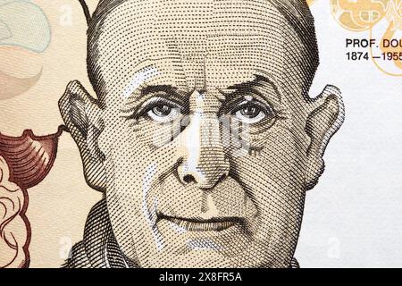 Antonio Egas Moniz ein Nahaufnahme-Porträt aus dem alten portugiesischen Geld - Escudo Stockfoto