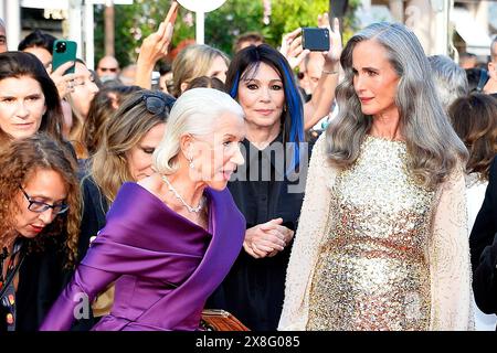 Helen Mirren Iris Berben und Andie MacDowell bei der „The Most Precious of Cargos“ Filmpremiere am 24.05.2024 im Rahmen vom 77. Filmfestival in Can Stockfoto