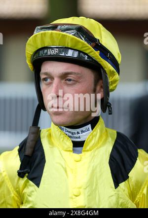 Jockey Ray Dawson am Betfred Temple Stakes Day auf der Rennbahn Haydock Park in Merseyside. Bilddatum: Samstag, 25. Mai 2024. Stockfoto