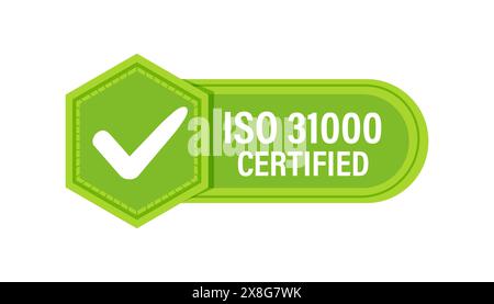 ISO 31000 Qualitätsmanagement-Zertifizierungsschild. Vektorabbildung Stock Vektor