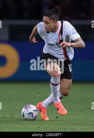 Turin, Italien. Mai 2024. Noah Okafor vom AC Milan während des Serie A Spiels im Stadio Grande Torino, Turin. Der Bildnachweis sollte lauten: Jonathan Moscrop/Sportimage Credit: Sportimage Ltd/Alamy Live News Stockfoto