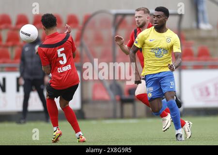 Amsterdam, Niederlande. Mai 2024. AMSTERDAM, 25.05.2024, Sportpark ging in Genua, Betnation Divisie. Niederländische Tweede Divisie Fußballsaison 2023/2024. Spiel zwischen AFC und FC Lisse. Lisse Spieler Franklin Lewis Credit: Pro Shots/Alamy Live News Stockfoto