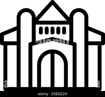 Schwarz-weiße Linienzeichnung für ein minimalistisches Gerichtsgebäude oder Regierungsgebäude Stock Vektor