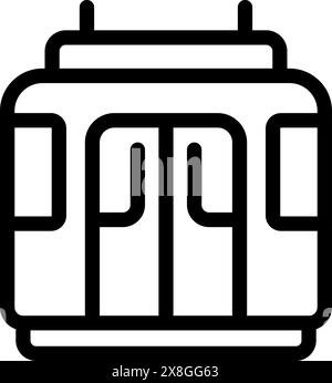 Minimalistische Schwarz-weiß-Vektor-Illustration eines vereinfachten Straßenbahnsymbols für das städtische öffentliche Verkehrssystem in der Stadt, das ein sauberes und modernes Design darstellt Stock Vektor