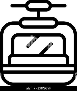 Vereinfachter schwarzer Linienvektor einer Seilbahn, geeignet für Transportsymbole und Infografiken Stock Vektor