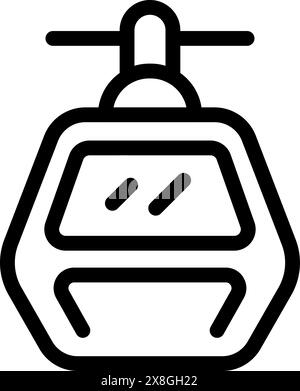 Einfaches schwarzes Symbol einer Skiliftkabine auf weißem Hintergrund, geeignet für Web- und App-Design Stock Vektor