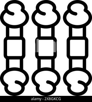 Digitales Schwarzweiß-Kunstwerk mit einem sich wiederholenden Muster abstrakter, knochenförmiger geometrischer Formen Stock Vektor