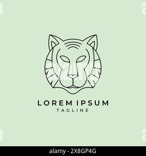 tiger Head Logo Line Art minimalistisches Vektordesign, Lion Face minimalistisches Logo Stock Vektor