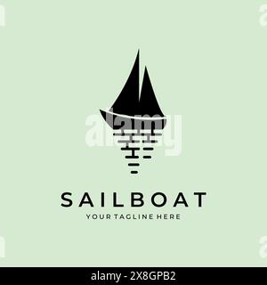 Segelboot Vintage Retro minimalistisches Logo Vektor Illustration Design Stock Vektor