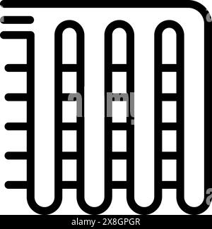 Stilisierte Ikone eines Bücherregals mit Büchern und Leiter in auffälligem Schwarz-weiß-Design Stock Vektor
