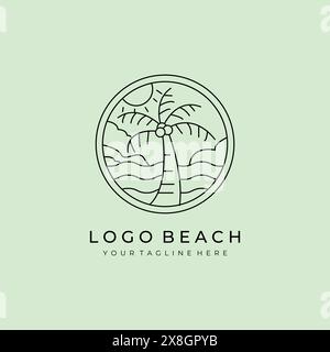 Beach Line Art Logo Vektor Symbol Illustration Design Stock Vektor