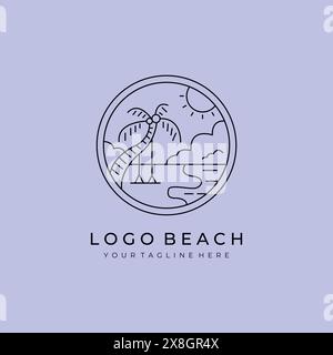 Beach Line Art Logo minimalistisch einfache Vektor Illustration Vorlage Icon Design Stock Vektor