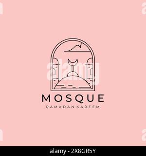 al aqsa Moschee minimales Logo Vektor Symbol Illustration Design, al-isra wal-mi'raj Masjidil al-aqsa Linie Art Design Stock Vektor