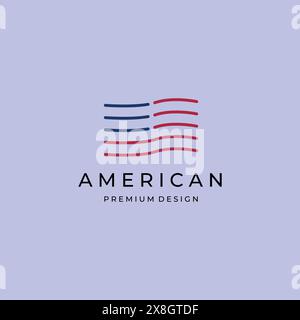 amerikanisches Flaggenlogo minimalistisches Symbol Vektor-Illustration Design Stock Vektor