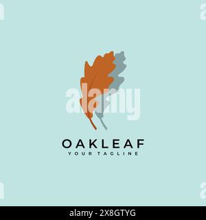 Logo Eiche Blatt Symbol Vektorbild flaches Design lange Schatten Glyphe Symbol Silhouette Illustration Stock Vektor