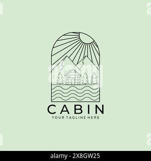 Cabine Line Art Logo Vektor Illustration Design Stock Vektor