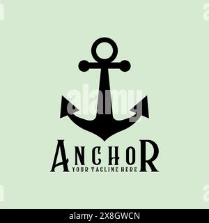 Anker Vintage Retro minimalistisches Logo Vektor Illustration Design Stock Vektor