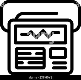 Professionelles und modernes flaches Design eines Oszilloskopsymbols in Schwarz-weiß für elektronische Messgeräte. Digitale Technologie. Kurvenanalyse. Elektrotechnik Stock Vektor