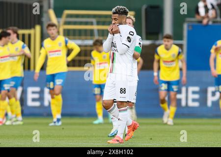 Leuven, Belgien. Mai 2024. OHL Youssef Maziz sieht bei einem Fußballspiel zwischen Oud-Heverlee Leuven und KVC Westerlo am Samstag, den 25. Mai 2024 in Leuven, am 10. Tag (von 10), dem letzten Tag der Europa-Play-offs der ersten Liga der Jupiler Pro League 2023-2024, aus. BELGA FOTO BRUNO FAHY Credit: Belga News Agency/Alamy Live News Stockfoto