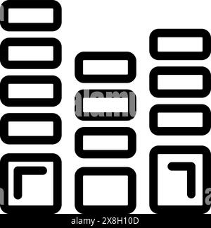 Vektorillustration minimalistischer Soundbars und Spielsymbole isoliert auf weißem Hintergrund Stock Vektor