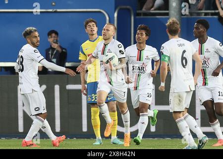 Leuven, Belgien. Mai 2024. Jon Thorsteinsson von OHL feiert nach einem Fußballspiel zwischen Oud-Heverlee Leuven und KVC Westerlo am Samstag, den 25. Mai 2024 in Leuven, am 10. Tag (von 10), dem letzten Tag der Europa-Play-offs der ersten Liga der belgischen Meisterschaft 2023-2024. BELGA FOTO BRUNO FAHY Credit: Belga News Agency/Alamy Live News Stockfoto