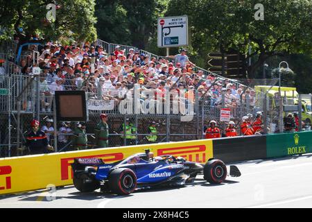 Monaco, Fürstentum Monaco. Mai 2024. Logan Sargeant (USA) - Williams Racing - Williams FW46 - Mercedes während des Formel 1 Grand Prix de Monaco 2024 in Monte Carlo (MC), Mai 23-26 2024 Credit: Independent Photo Agency/Alamy Live News Stockfoto