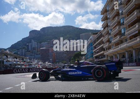 Monaco, Fürstentum Monaco. Mai 2024. Logan Sargeant (USA) - Williams Racing - Williams FW46 - Mercedes während des Formel 1 Grand Prix de Monaco 2024 in Monte Carlo (MC), Mai 23-26 2024 Credit: Independent Photo Agency/Alamy Live News Stockfoto