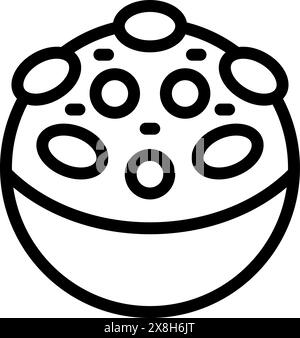 Handgezeichnete Cartoon Cupcake-Ikone im monochromen Linienart-Stil für Bäckerei-Illustration. Dessertzeichnung. Und süßes Gebäck-Design mit editierbarem Vektorstrich. Perfekt für Süßwaren. Backen Stock Vektor