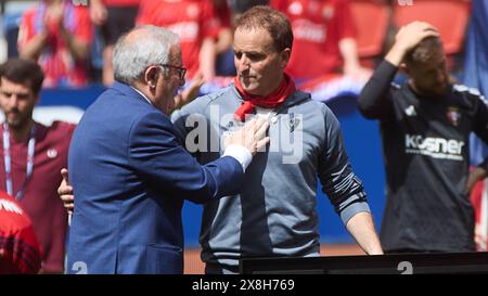 Pamplona, Spanien. Mai 2024. Sport. Fußball/Fußball. Abschied von Jagoba Arrasate als Trainer von Osasuna vor seinen Anhängern im El Sadar-Stadion nach sechs Saisons auf der Bank des Rojillo-Teams. Kredit: Inigo Alzugaray/Cordon Press Kredit: CORDON PRESS/Alamy Live News Stockfoto