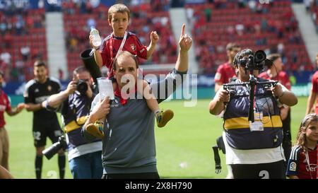 Pamplona, Spanien. Mai 2024. Sport. Fußball/Fußball. Abschied von Jagoba Arrasate als Trainer von Osasuna vor seinen Anhängern im El Sadar-Stadion nach sechs Saisons auf der Bank des Rojillo-Teams. Kredit: Inigo Alzugaray/Cordon Press Kredit: CORDON PRESS/Alamy Live News Stockfoto