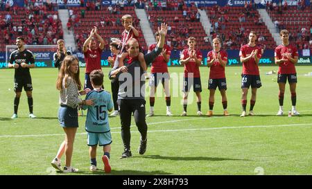 Pamplona, Spanien. Mai 2024. Sport. Fußball/Fußball. Abschied von Jagoba Arrasate als Trainer von Osasuna vor seinen Anhängern im El Sadar-Stadion nach sechs Saisons auf der Bank des Rojillo-Teams. Kredit: Inigo Alzugaray/Cordon Press Kredit: CORDON PRESS/Alamy Live News Stockfoto