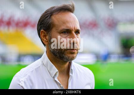 Lodz, Polen - 25. Mai 2024. Marcin Matysiak Trainer von LKS wurde während des Polnischen PKO Ekstraklasa League Spiels zwischen LKS Lodz und Stal Mielec im Wladyslaw Krol Municipal Stadium gesehen. Quelle: Mikołaj Barbanell/Alamy Live News Stockfoto