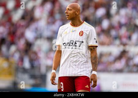 Lodz, Polen - 25. Mai 2024. Kay Tejan von LKS wurde während des Polnischen PKO Ekstraklasa League-Spiels zwischen LKS Lodz und Stal Mielec im Wladyslaw Krol Municipal Stadium gesehen. Quelle: Mikołaj Barbanell/Alamy Live News Stockfoto