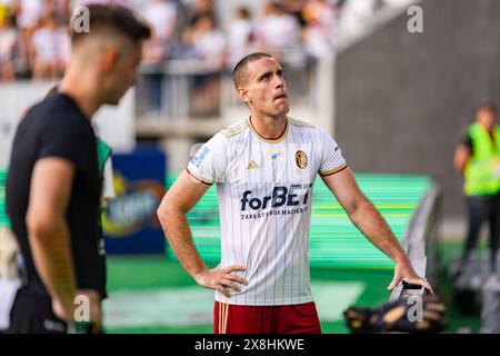 Lodz, Polen - 25. Mai 2024. Oskar Koprowski von LKS wurde während des Polnischen PKO Ekstraklasa League-Spiels zwischen LKS Lodz und Stal Mielec im Wladyslaw Krol Municipal Stadium gesehen. Quelle: Mikołaj Barbanell/Alamy Live News Stockfoto