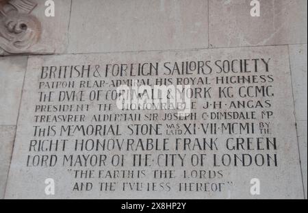 British and Foreign Sailors' Society, Limehouse, Tower Hamlets, London, UK. Seeleute von überall auf der Welt, die Waren nach London brachten, fanden ein Bett. Stockfoto