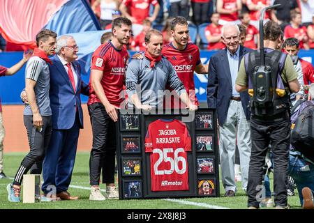 Pamplona, Spanien. Mai 2024. Jagoba Arrasate Trainer von CA Osasuna wurde während des spanischen Fußballspiels der Liga EA im Sadar-Stadion zwischen CA Osasuna und Villarreal CF gesehen. Endpunktzahl; CA Osasuna 1:1 Villarreal CF. Quelle: SOPA Images Limited/Alamy Live News Stockfoto