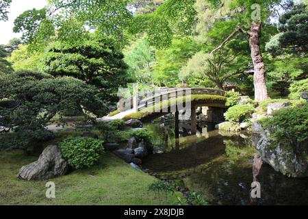 Japanischer Garten im Kaiserpalast von Kyoto, Japan Stockfoto