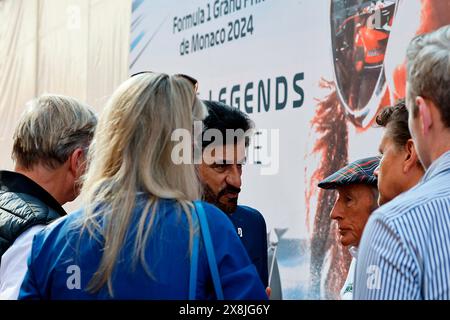 Monte Carlo, Monaco. Mai 2024. 26.05.2024, Circuit de Monaco, Monte Carlo, Formel-1-Grand-Prix Monaco 2024, im Bild FIA-Präsident Mohammed bin Sulayem mit Formel-1-Legende Sir John Young 'Jackie' Stewart Credit: dpa/Alamy Live News Stockfoto