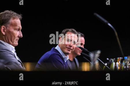 Dortmund, Deutschland. Mai 2024. firo: 15.05.2024, Fußball, 1.Liga, 1.Bundesliga, Saison 2023/2024, BVB, Borussia Dortmund, PK, Pressekonferenz, Präsentation von Lars Ricken, Lars Ricken, Geschäftsführer Sport, BVB, rechts mit Hans-Joachim Watzke, Vorstandsvorsitzender Credit: dpa/Alamy Live News Stockfoto