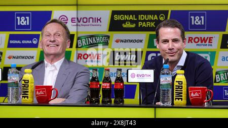 Dortmund, Deutschland. Mai 2024. firo: 15.05.2024, Fußball, 1.Liga, 1.Bundesliga, Saison 2023/2024, BVB, Borussia Dortmund, PK, Pressekonferenz, Präsentation von Lars Ricken, Lars Ricken, Geschäftsführer Sport, BVB, rechts mit Hans-Joachim Watzke, Vorstandsvorsitzender Credit: dpa/Alamy Live News Stockfoto