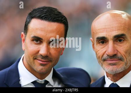 Raffaele Palladino, Cheftrainer des AC Monza und Paolo Montero, Cheftrainer des FC Juventus, während des Spiels zwischen dem FC Juventus und dem AC Monza am 25. Mai, Stockfoto