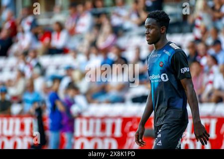 Fredrikstad, Norwegen, 25. Mai 2024. Tromsø Mamadou Thierno Barry im Eliteserien-Spiel zwischen Fredrikstad und Tromsø im Fredrikstad-Stadion Credit: Frode Arnesen/Alamy Live News Stockfoto