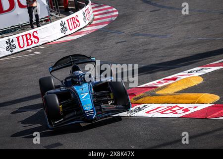 07 CRAWFORD Jak (usa), DAMS Lucas Oil, Dallara F2 2024, Action während der 5. Runde der FIA Formel 2 Meisterschaft 2024 vom 23. Bis 26. Mai 2024 auf dem Circuit de Monaco, in Monaco - Foto Eric Alonso / DPPI Stockfoto