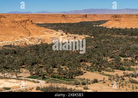 Ein Landschaftsblick auf das Ziz-Tal und die Tafilalet-Region in Zentral-Marokko Stockfoto