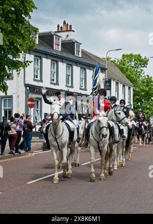 Reiter. Penicuik auf Parade. High Street, Penicuik, Midlothian, Schottland Stockfoto