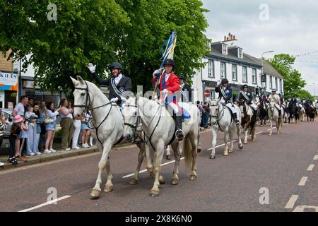 Reiter. Penicuik auf Parade. High Street, Penicuik, Midlothian, Schottland Stockfoto