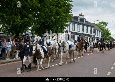 Reiter. Penicuik auf Parade. High Street, Penicuik, Midlothian, Schottland Stockfoto