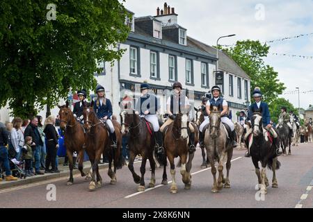 Reiter. Penicuik auf Parade. High Street, Penicuik, Midlothian, Schottland Stockfoto